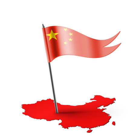 China Flag in Map of Chinaの写真素材