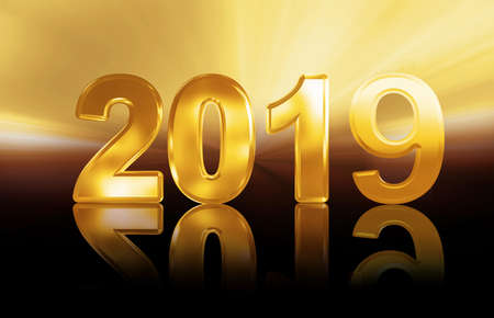 Happy New Year 2019. with Gold Numbersの写真素材