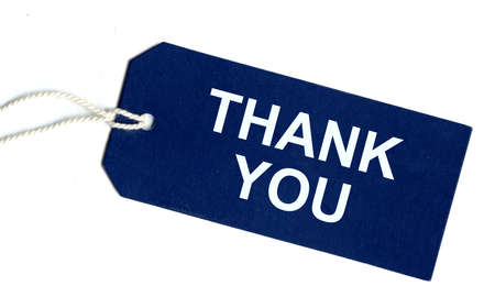 Blue hang tag with thank youの写真素材
