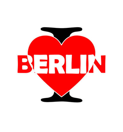 european capital berlin of germany with a red love heartの写真素材