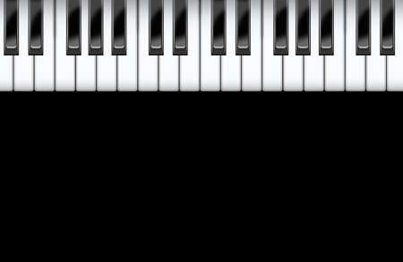 Piano keys closeup on a black background, 3d illustrationの写真素材