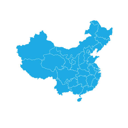 China region map: blue with white outlineのイラスト素材