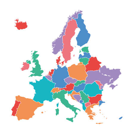 Colorful vector map of EU, European Unionのイラスト素材
