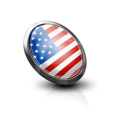 US flag glass button style with metal frameの写真素材