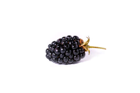 The blackberry berry is isolated on a white backgroundの写真素材