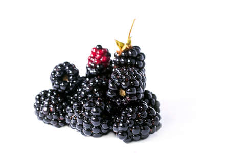 The blackberry berry is isolated on a white backgroundの写真素材