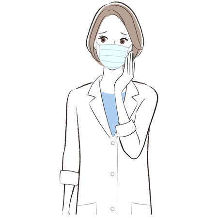 A female doctor wearing face mask worried about somethingのイラスト素材