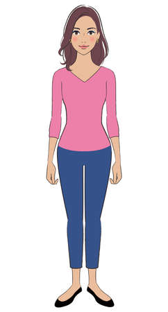 A young beautiful woman with brown skin smiling and standingのイラスト素材