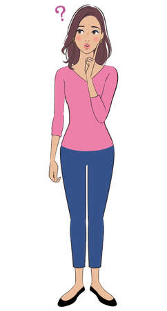 A beautiful woman with brown skin having questionsのイラスト素材