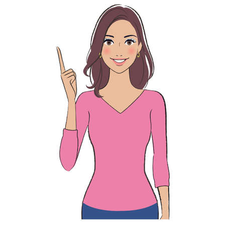 A beautiful woman with brown skin smiling and explaining somethingのイラスト素材