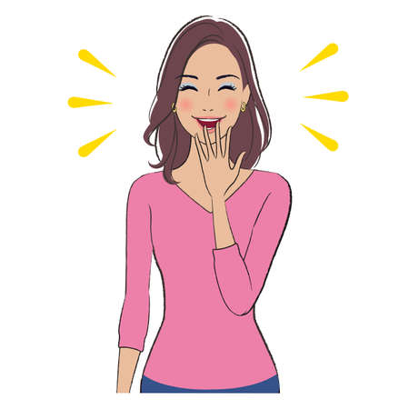 A beautiful woman with brown skin laughingのイラスト素材
