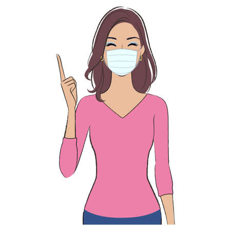 A beautiful woman with brown skin wearing face maskのイラスト素材