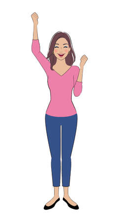 A happy woman with brown skin excitedのイラスト素材