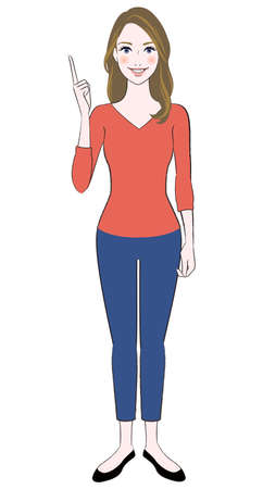 A beautiful woman smiling introducingのイラスト素材
