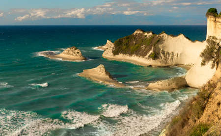 Beautiful cape Drastis. Scenic landscape of cliffs and turquoise sea - one of the best sightseeing of Corfuの写真素材