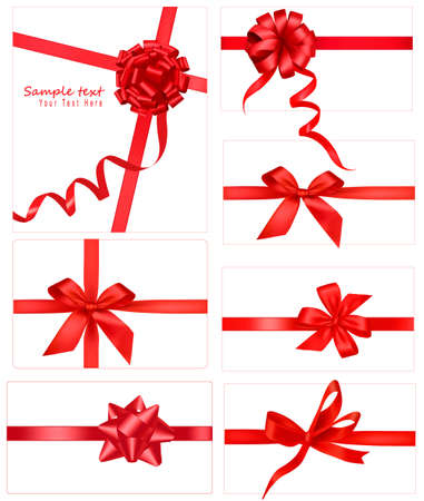Big collection of red gift bows.  illustration.のイラスト素材
