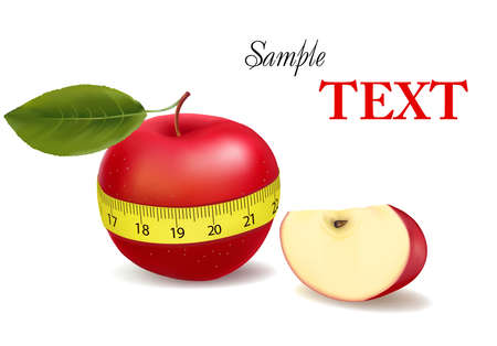 Background with red apple measured the meter, sports apple (with sample text).  illustration のイラスト素材