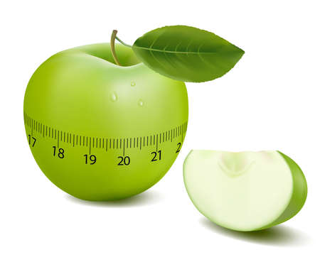 Green sports apple. Concept of duet. illustration. のイラスト素材