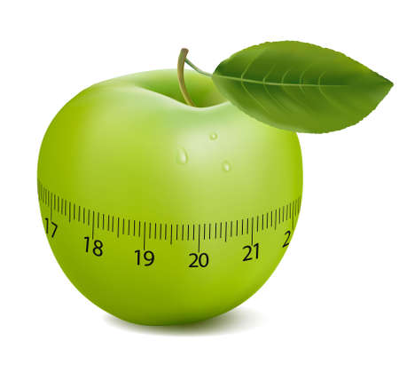 Green sports apple. Concept of duet. illustration. のイラスト素材