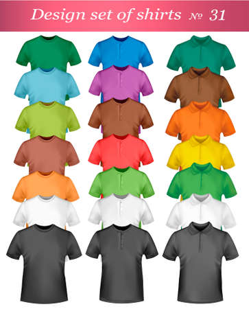 Black and colored t-shirts. Photo-realistic illustration. のイラスト素材