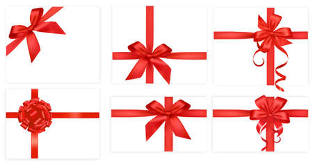 Big collection of red gift bows.のイラスト素材
