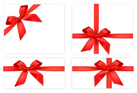 Collection of red gift bows with ribbons. のイラスト素材