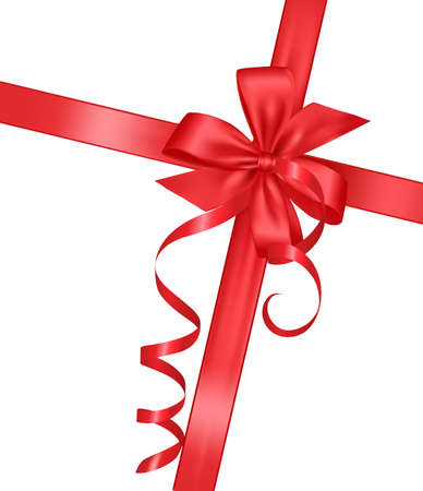 Red gift bow with ribbons. のイラスト素材