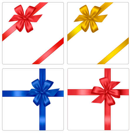 Collection of color bows with ribbons. のイラスト素材