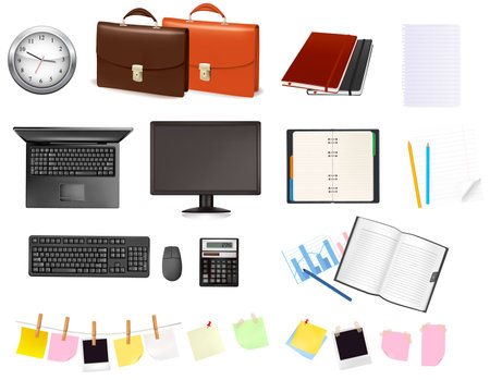 Business and office supplies. illustration. のイラスト素材