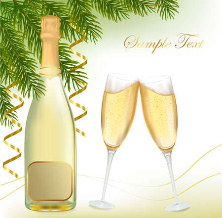 champagne and glassesのイラスト素材