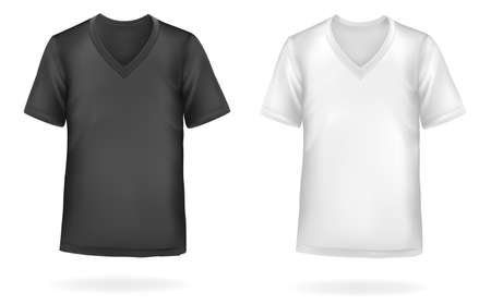 Black and white men t-shirts. Photo-realistic illustration のイラスト素材
