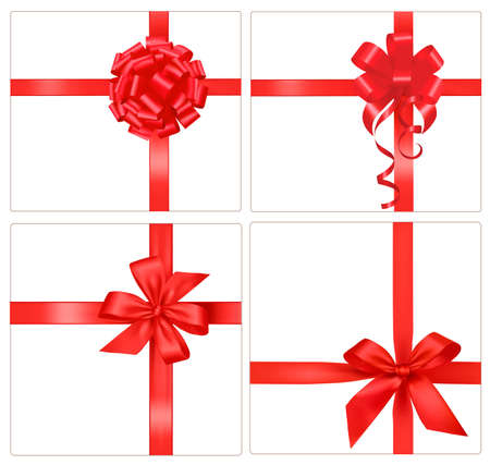 Collection of red bows with ribbons. のイラスト素材