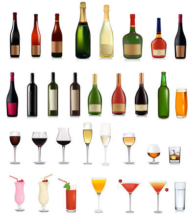 Set of different drinks and cocktails. illustration. のイラスト素材