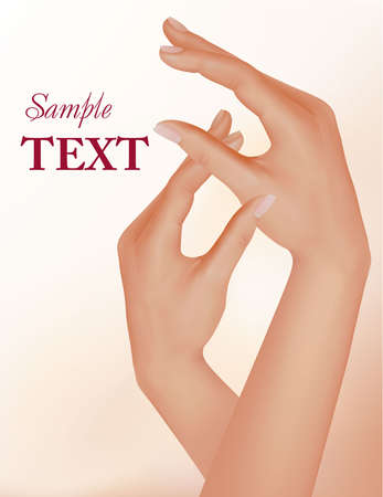 Beautiful woman hands with french manicure. illustration. のイラスト素材