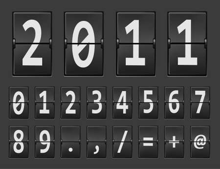 2011 new year on mechanical scoreboard and set of figures.のイラスト素材