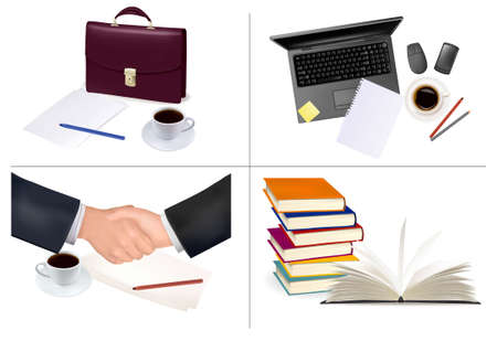 Big set of business and office supplies.のイラスト素材