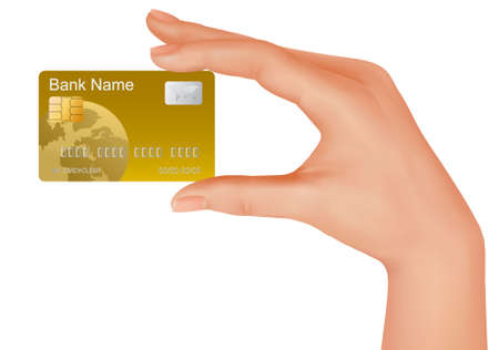 Hand with gold credit card. Business concept.  illustration. のイラスト素材