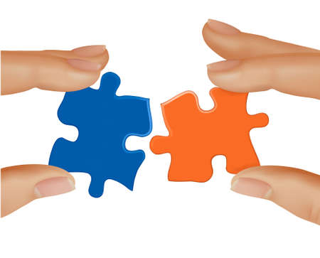 Hands and puzzle. Business concept. illustration. のイラスト素材
