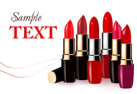 Background with multicolored color lipsticks. illustration. のイラスト素材