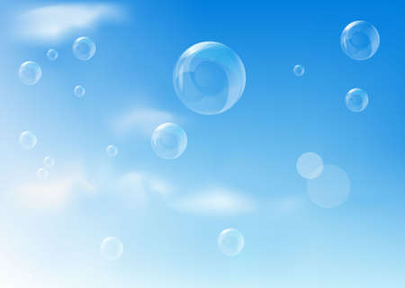  Blue background with realistic bubblesのイラスト素材