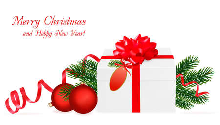 Christmas background with gift box. Vector. のイラスト素材