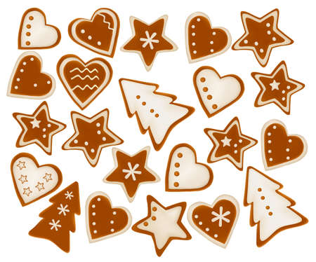Collection of gingerbread christmas cookies. Vector. のイラスト素材