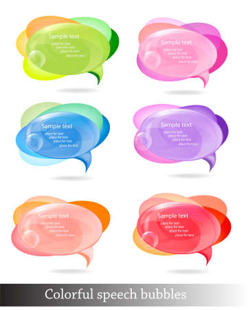 Collection of Colorful Speech And Thought Bubbles Background Vector のイラスト素材