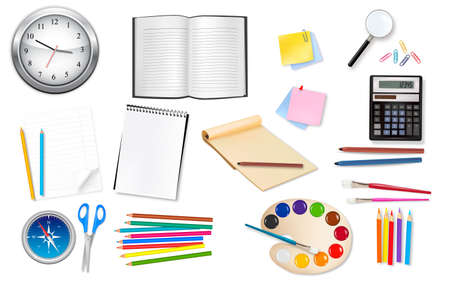Big set of school supplies. Vector. のイラスト素材