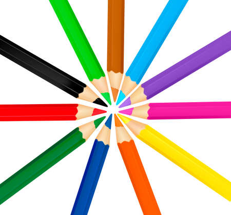 Color pencils on a white. Vector のイラスト素材