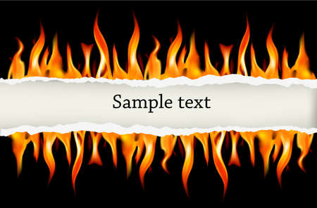 Fire flame on a black background. Vector illustration. のイラスト素材