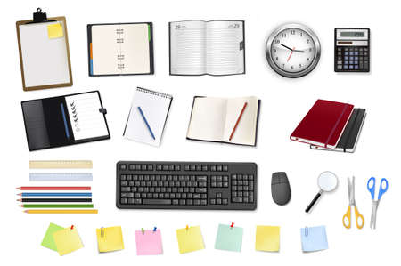 Big collection of business and office supplies. Vector. のイラスト素材