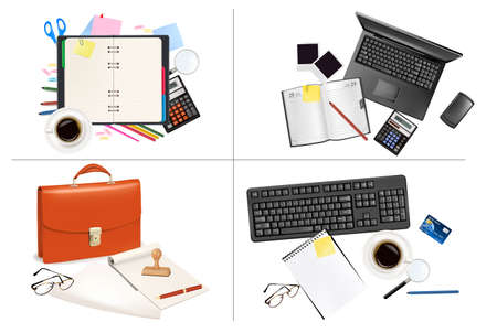 Big set of business and office supplies. Vector. のイラスト素材