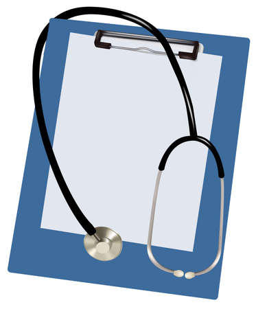 Stethoscope and blank clipboard のイラスト素材