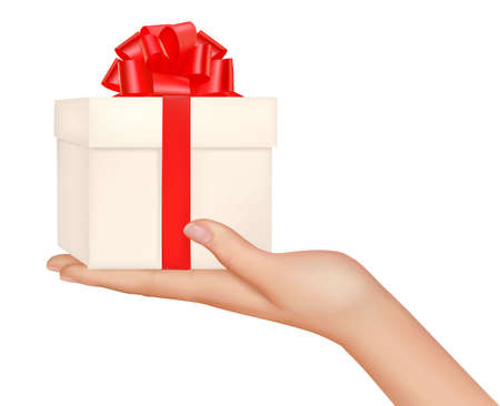 hands with gift box のイラスト素材